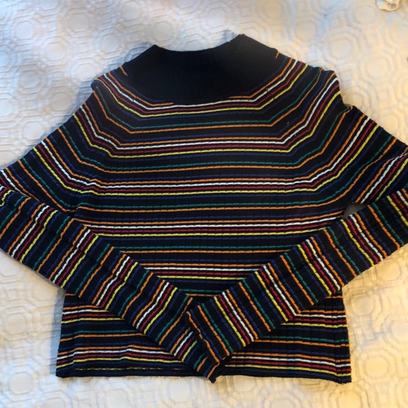 Zara Sweaters - Zara Knit cropped mock turtleneck rainbow stripe
